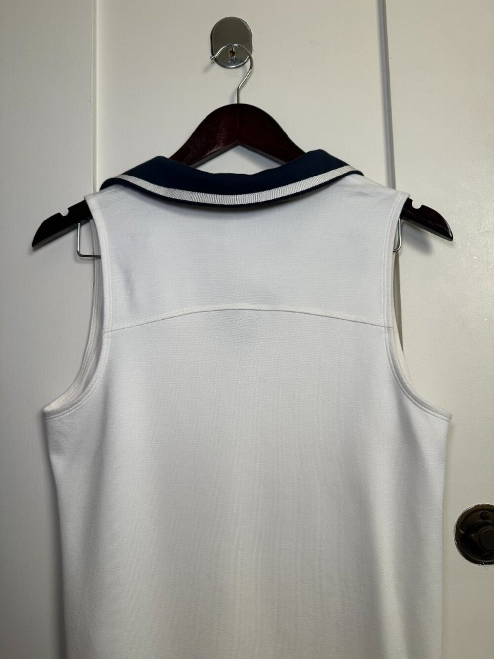 All in Motion Airy Sleek Sleeveless Polo Dress White Navy Women Medium NWT - Picture 7 of 10